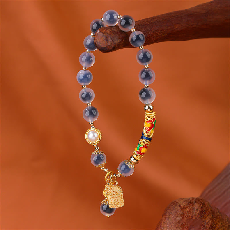 Amethyst Armband Achat Stärke Energie mit Perle und Anhänger golden