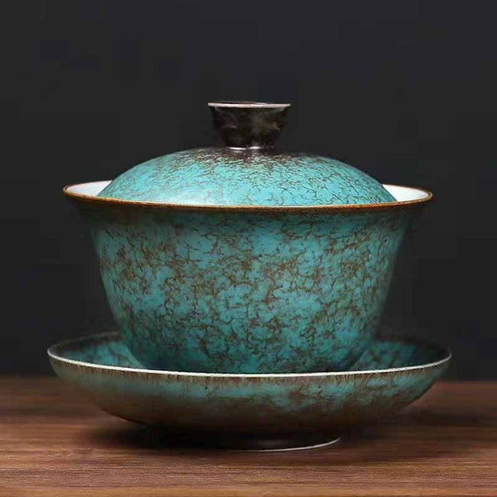 Gaiwan Sancai Grün Kiefer Keramik Klein (100 ml)