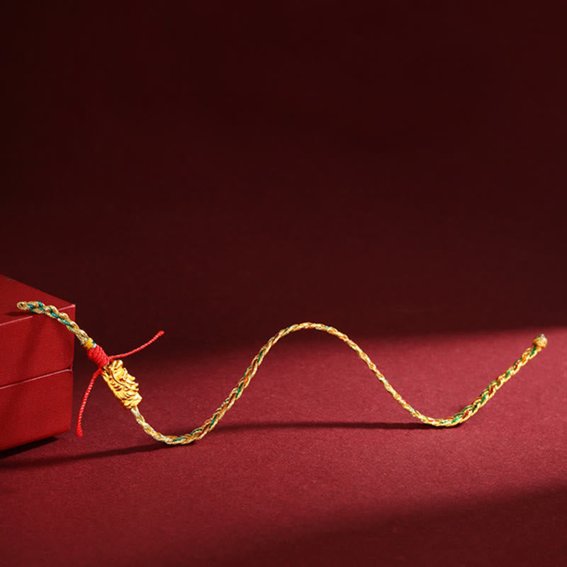 Rotes Armband Drachen – Erfolg & Energie goldene Schnur elegant.