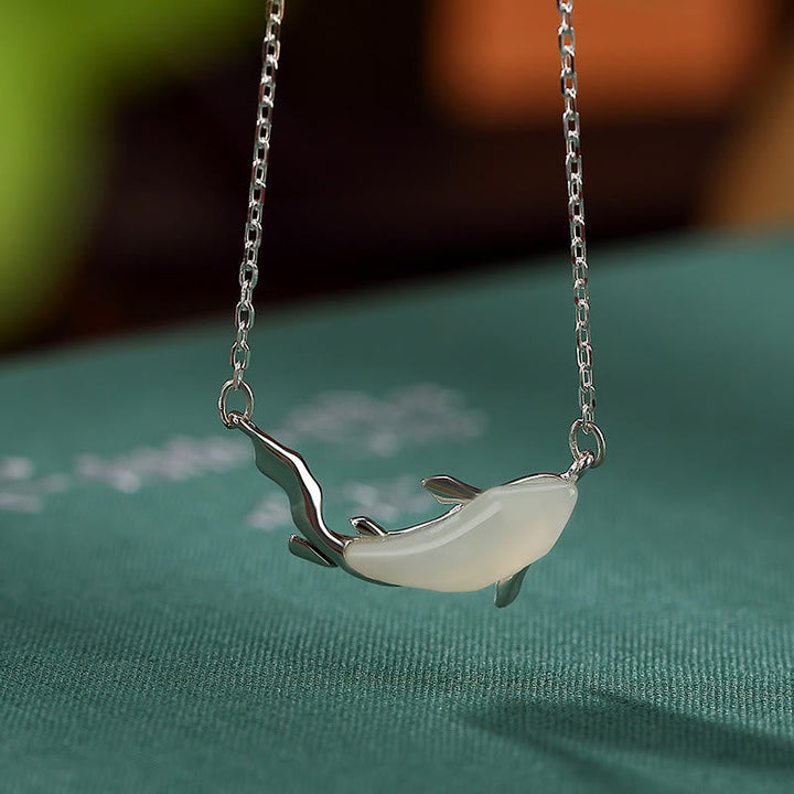 Delfin Anhänger Jade Kette Silber Schutz
