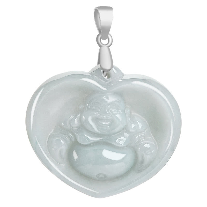 Jade anhänger lachender buddha herz weiße glück