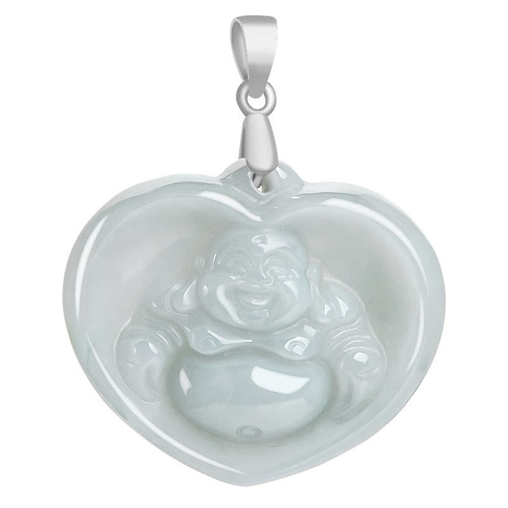 Jade anhänger lachender buddha herz weiße glück