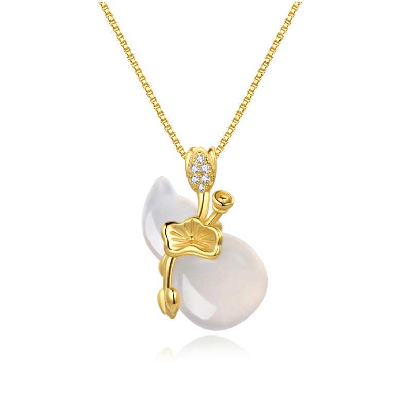 Kette Cyan Jade Kürbis Lotus Fülle gold