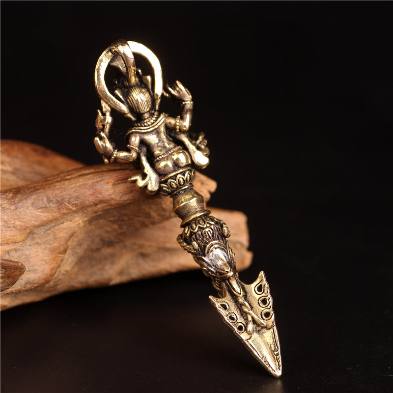 Kette Tibetsteine Ganesha Vajra Wohlstand Bronze Phurba Anhänger