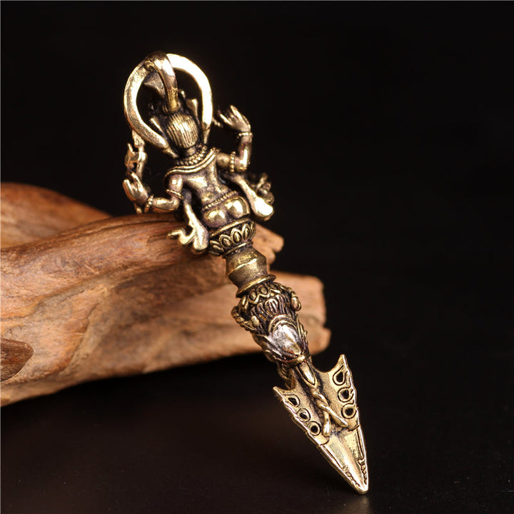 Kette Tibetsteine Ganesha Vajra Wohlstand Bronze Phurba Anhänger