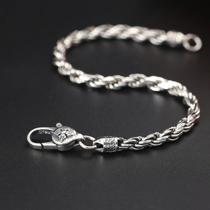 Armband 925 Silber Om Mani Padme Hum Seilkette Verschluss elegant