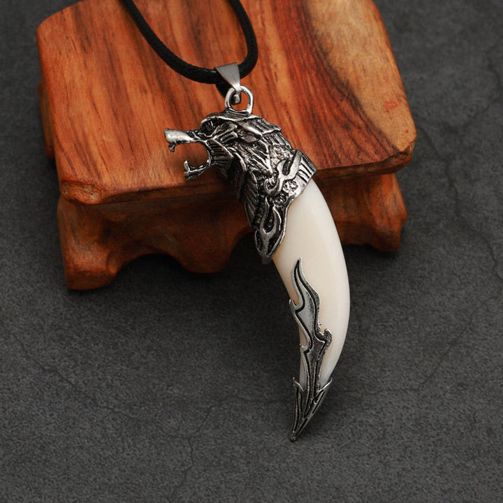 Anhänger Kette Titanium Wolfzahn Schutz silber