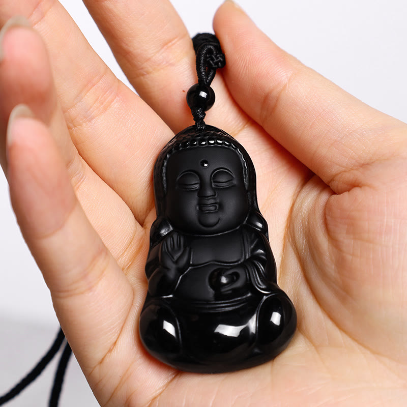 Schwarzer Obsidian Buddha – Stärke & Schutz – Bild 5 – Schwarzer Obsidian Buddha Anhänger Stärke Schutz Naturstein Kette