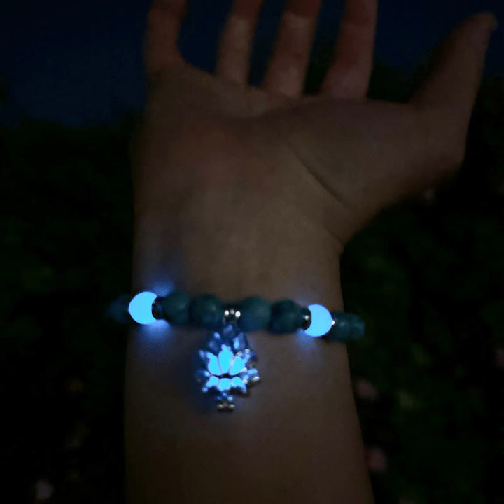 Armband Leuchtstein Türkis Lotus "Schutz"