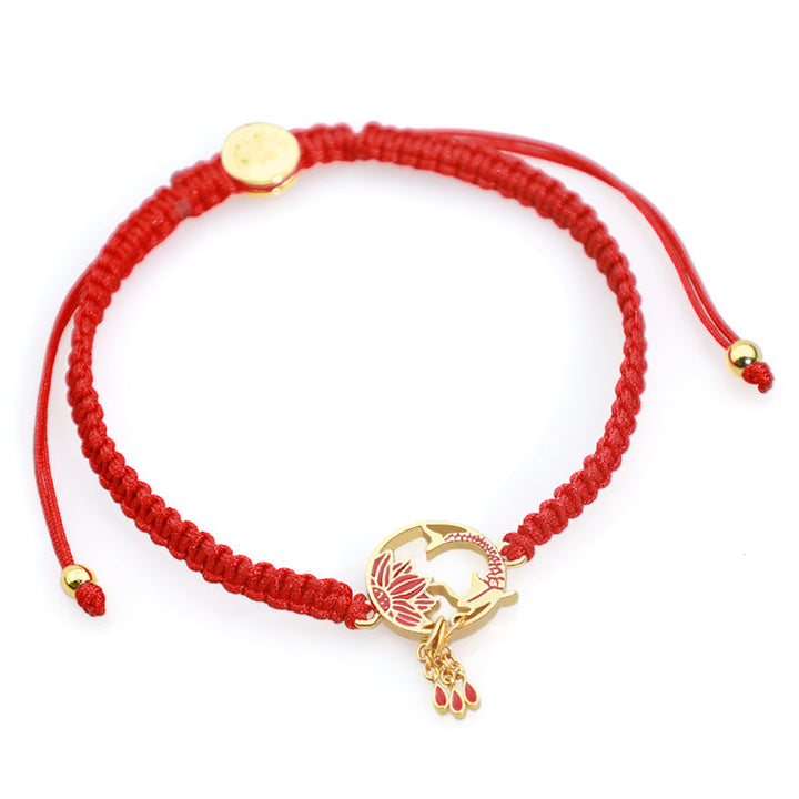 Rotes Armband Koi Fisch – Glück goldene Verschlüsse elastisch