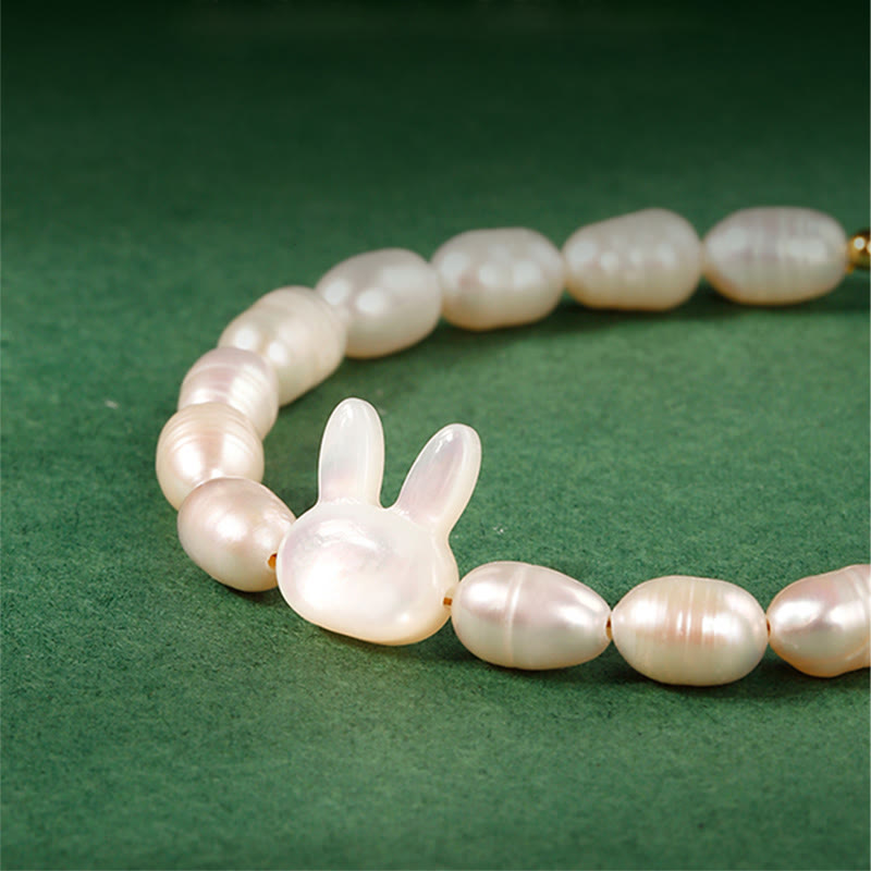 Armband Perle Hase Aufrichtigkeit weiß elastisch Naturperlen Schmuck