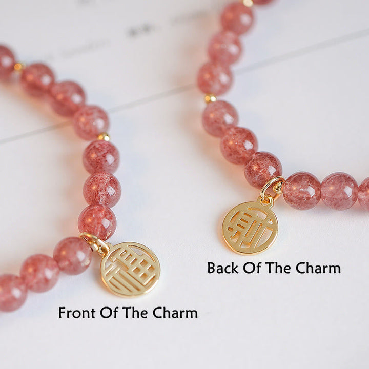 Armband Erdbeerquarz Fu-Zeichen – Heilung