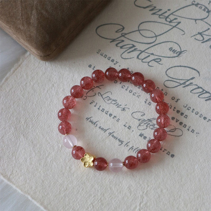 Armband Erdbeerquarz Pfirsichblüte – Heilung & Glück