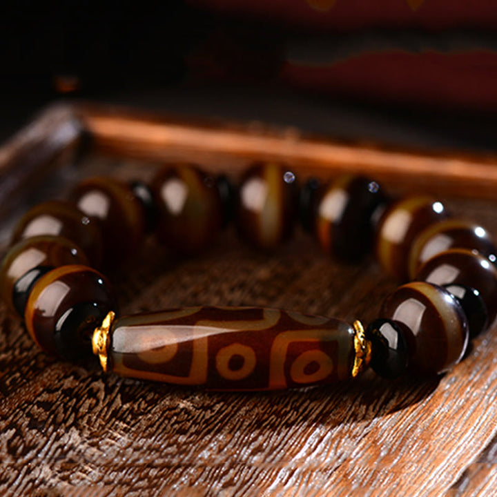 Armband Achat – Wohlstand & Segen braune Perlen Naturstein elastisch.