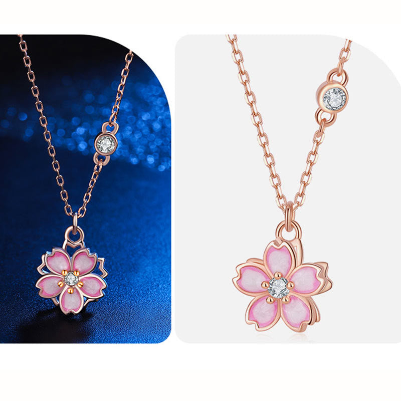 Kette 925er Silber Kirschblüte rosa Roségold Zirkonia