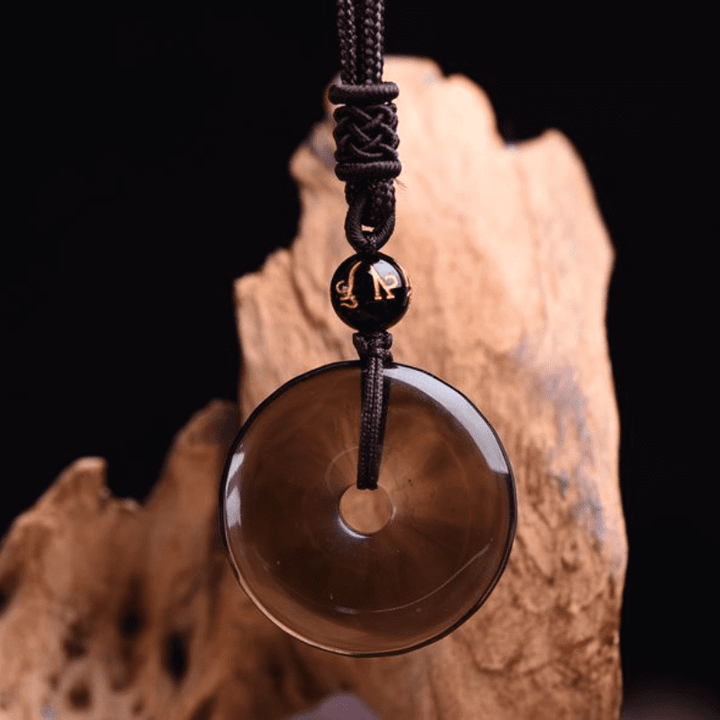 Obsidian Kette mit Ring Anhänger Schutz Stärke Naturstein Schmuck
