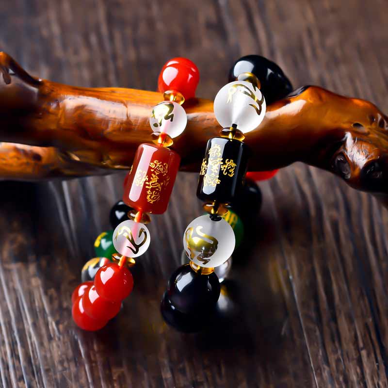 Armband Obsidian Roter Achat - Reichtum Wohlstand