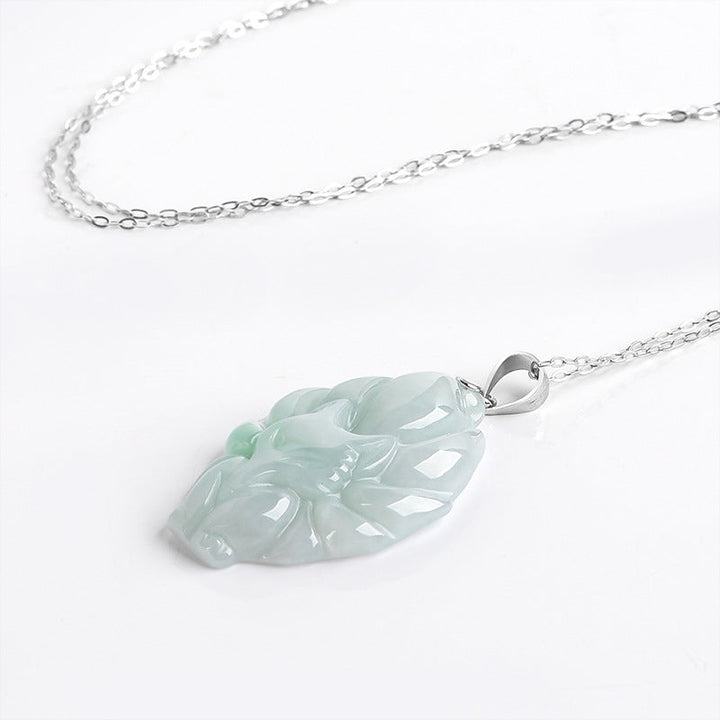 Kette Jade Neunschweif-Fuchs Natur Wohlstand Silberkette
