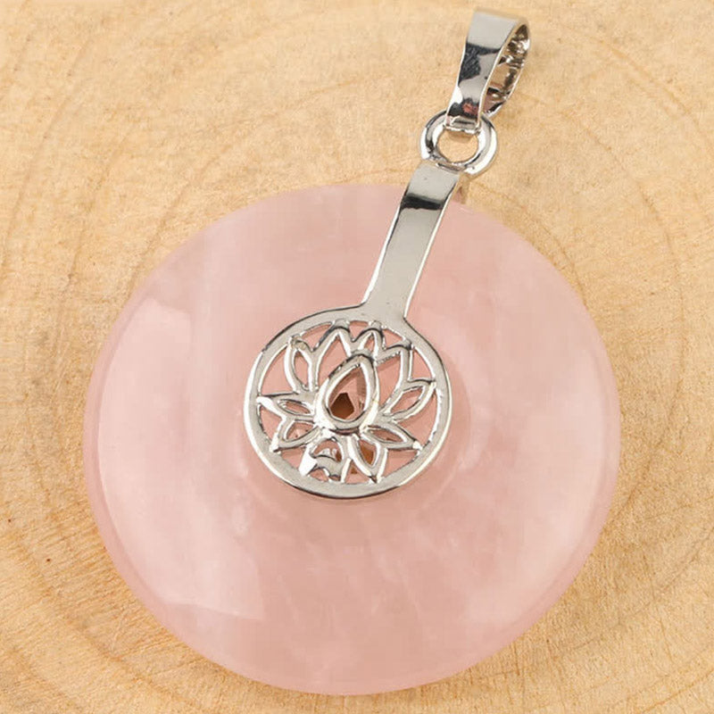 Rosenquarz Lotus Anhänger Kette Heilung silber