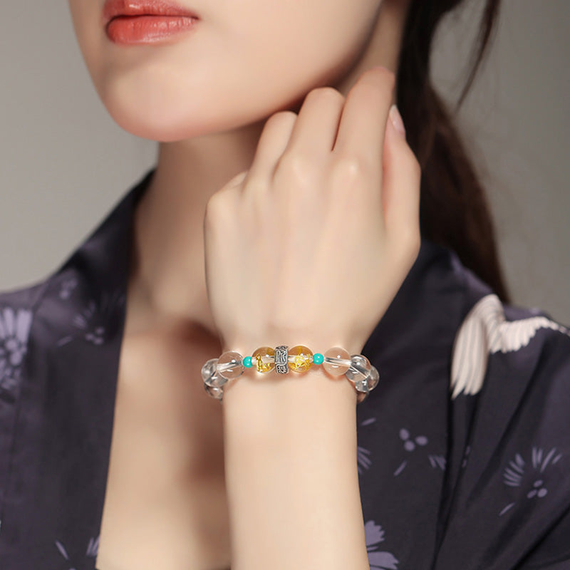 Armband 925 Silber Weißer Kristall Chinesisches Tierkreis – Heilung elegantes Handgelenk