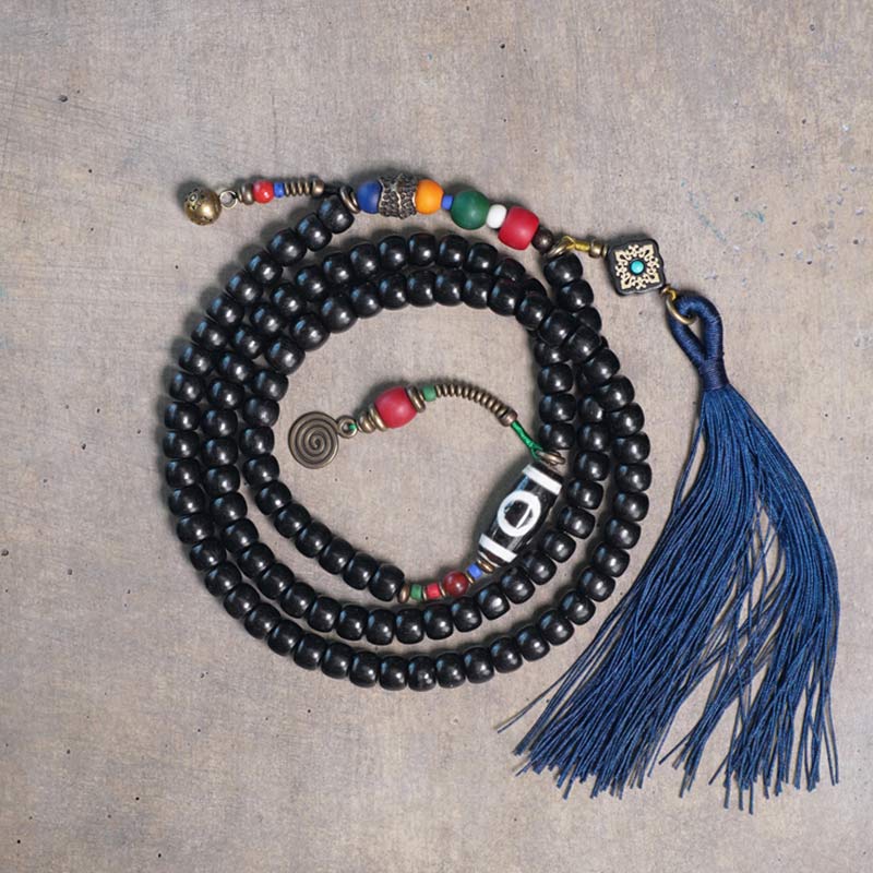 Mala Kupfer Ebenholz Balance schwarze Perlen Quaste Schmuck