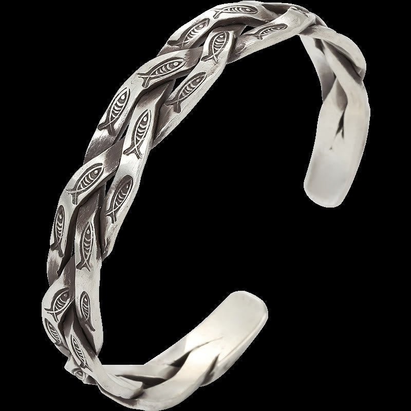 Armband Koi Fisch Silber gedreht Design Glück Wohlstand Energie
