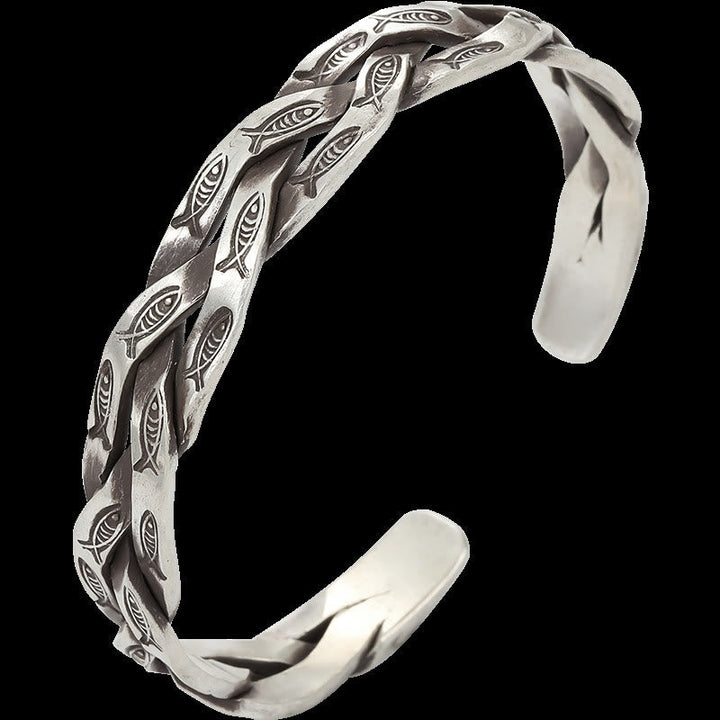 Armband Koi Fisch Silber gedreht Design Glück Wohlstand Energie