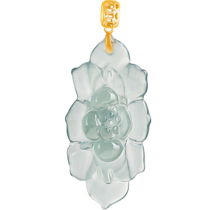 Anhänger Kette Jade Lotos Natur Wohlstand