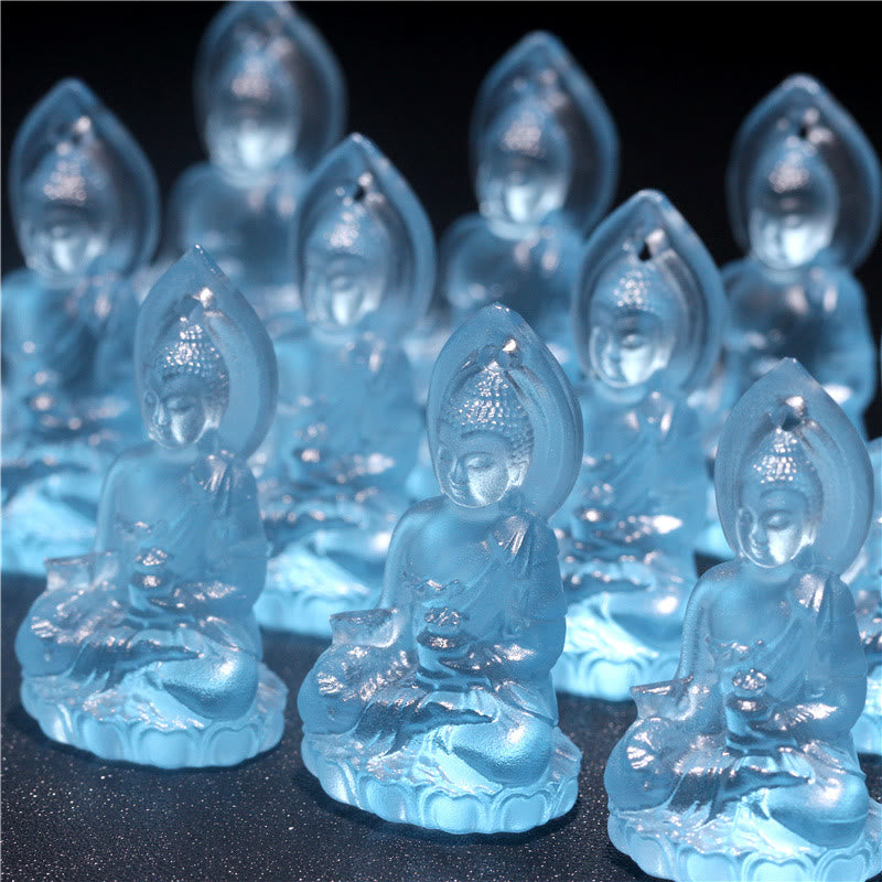 Anhänger Liuli Medizin-Buddha Weisheit Kristall blau