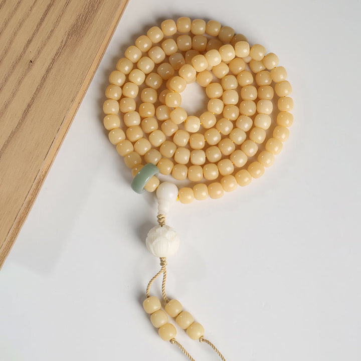 Bodhi Lotus Armband mit Perlen, Jade und Quaste Naturstein Schmuck