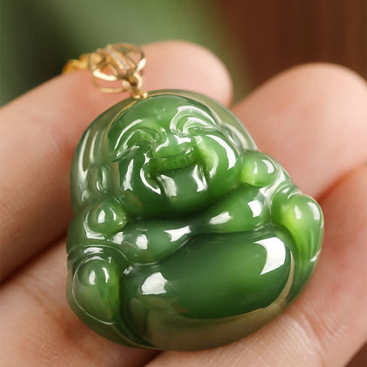 Jade Anhänger Lachender Buddha Glück