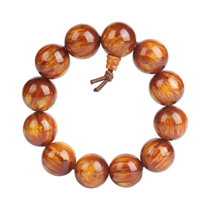 Mala – Erfolg Armband mit bernsteinfarbenen Perlen aus Naturstein