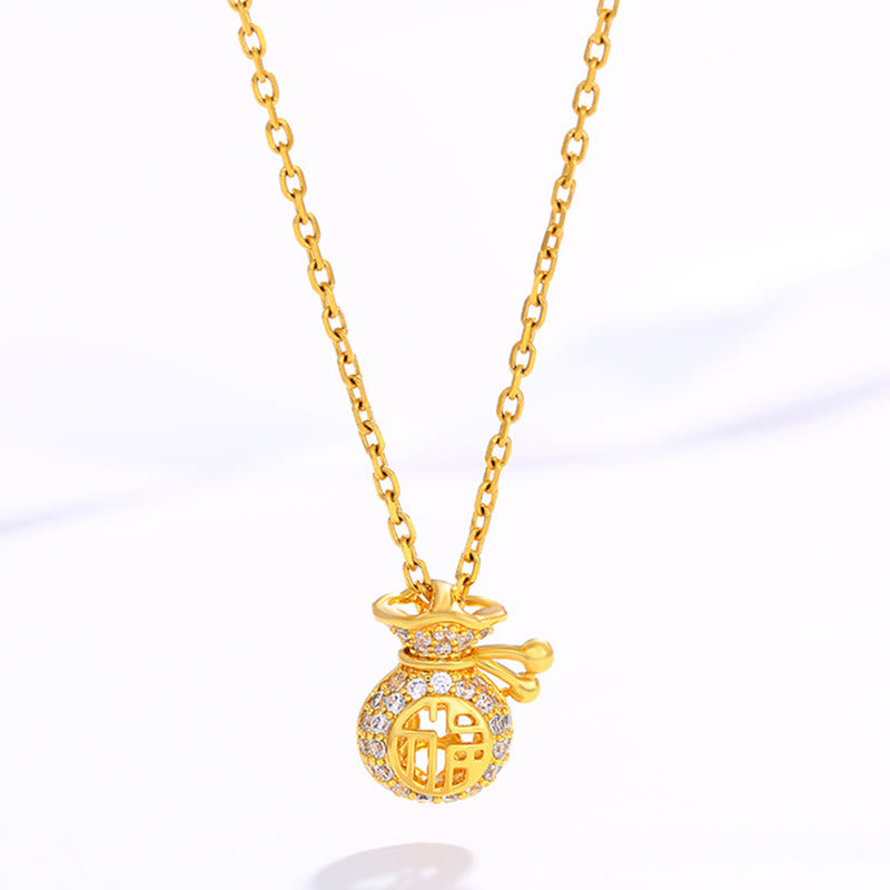 Kette Goldplated Fu-Münze – Wohlstand & Segen – Bild 2 – Kette Goldplated Fu-Münze Anhänger mit Zirkonia Steinen Wohlstand