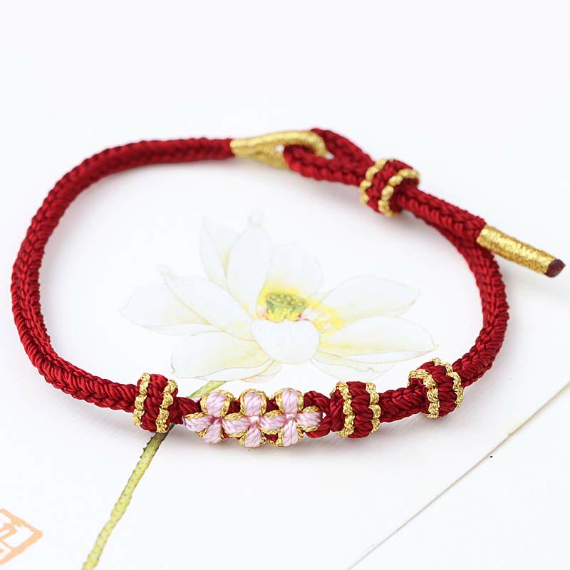 Rotes Armband Pfirsichblüte – Glück mit rosa Kristallperlen elegant