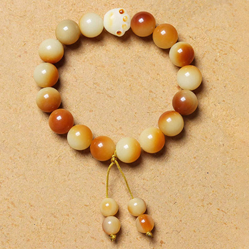 Bodhi Armband Liebe Frieden beige braun Naturstein glänzend elastisch