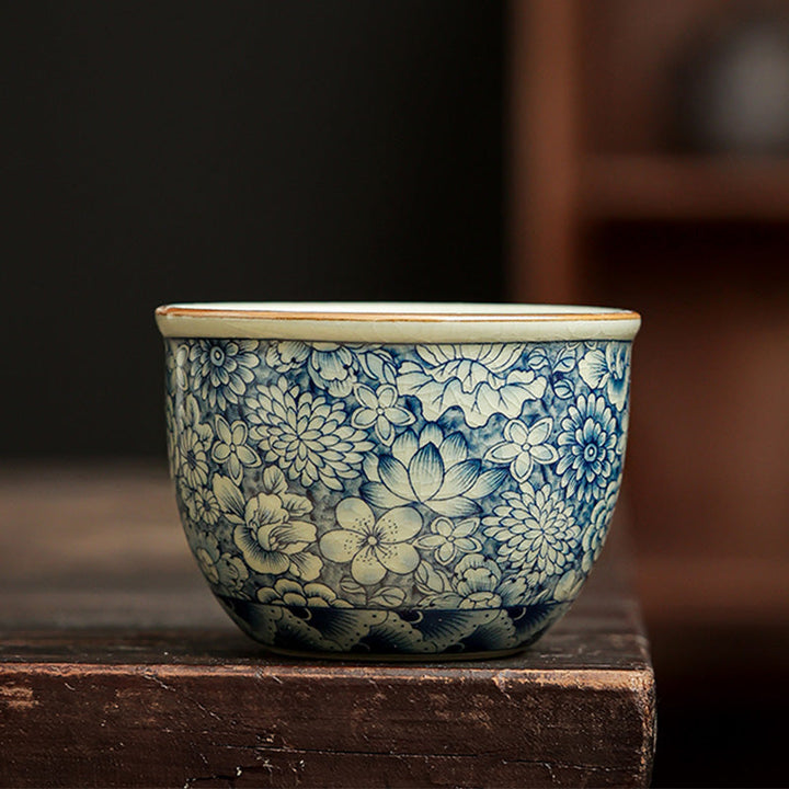 Teekanne Mit Tasse Porzellan Blau Weiß Sieb Tasse klein
