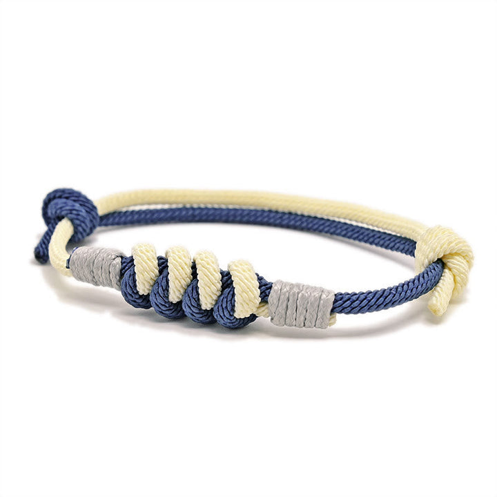 Armband Geflochten Knoten – Stärke marineblau creme elastisch verstellbar