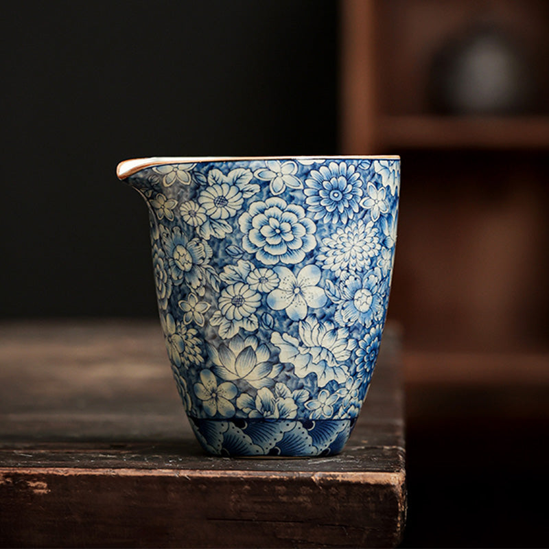 Teekanne Mit Tasse Porzellan Blau Weiß Sieb Tasse groß