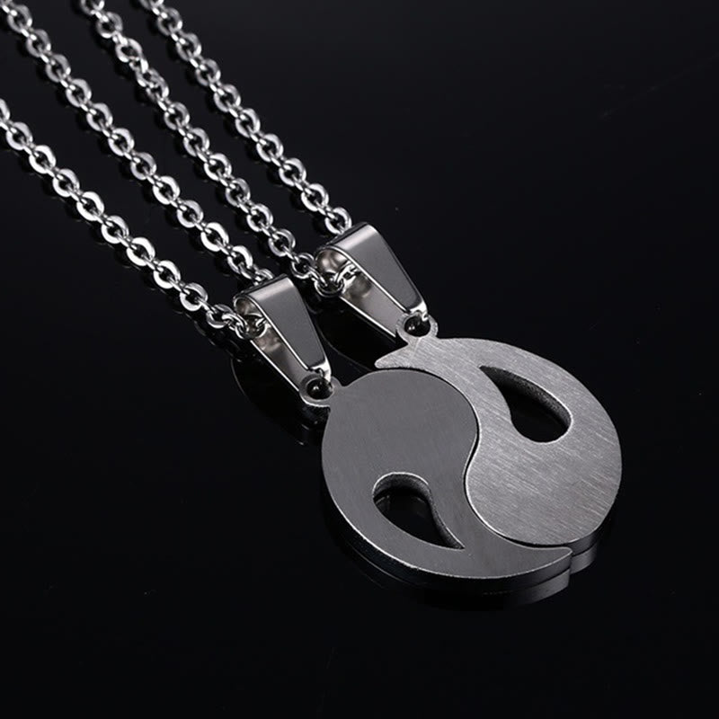 Kette Yin Yang Stein – Bild 12 – Silberne Kette Yin Yang Stein Anhänger zwei Teile Freundschaftskette