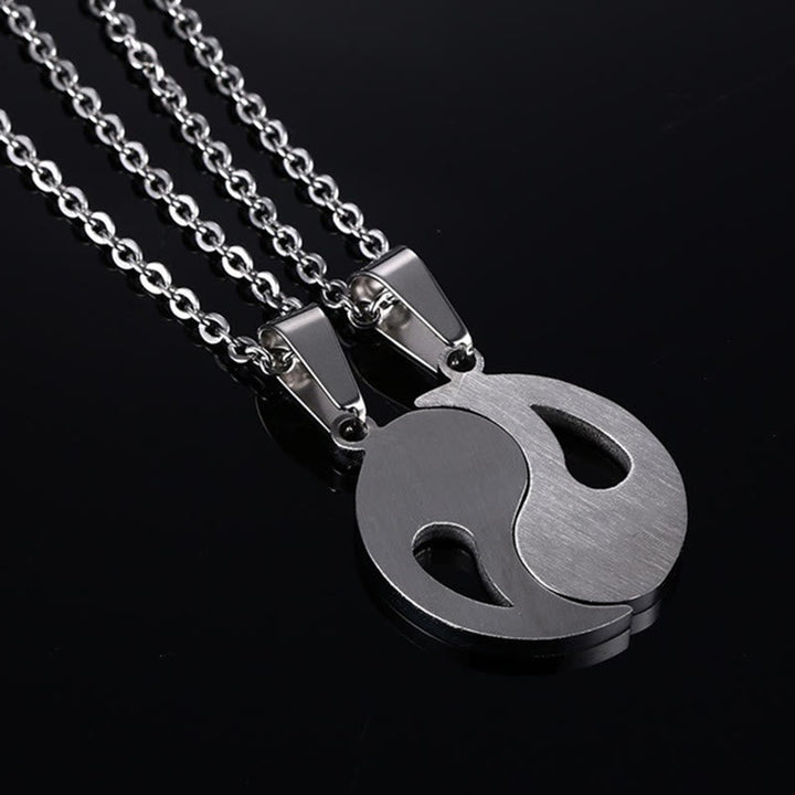 Kette Yin Yang Stein – Bild 12 – Silberne Kette Yin Yang Stein Anhänger zwei Teile Freundschaftskette