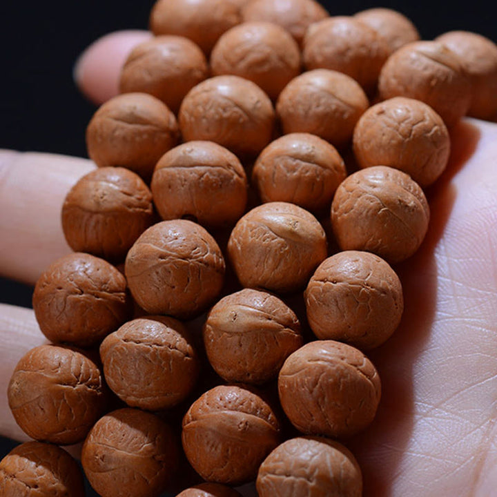 Mala Bodhi Holzperlen Armband Glück Wohlstand Balance Naturholz elastisch