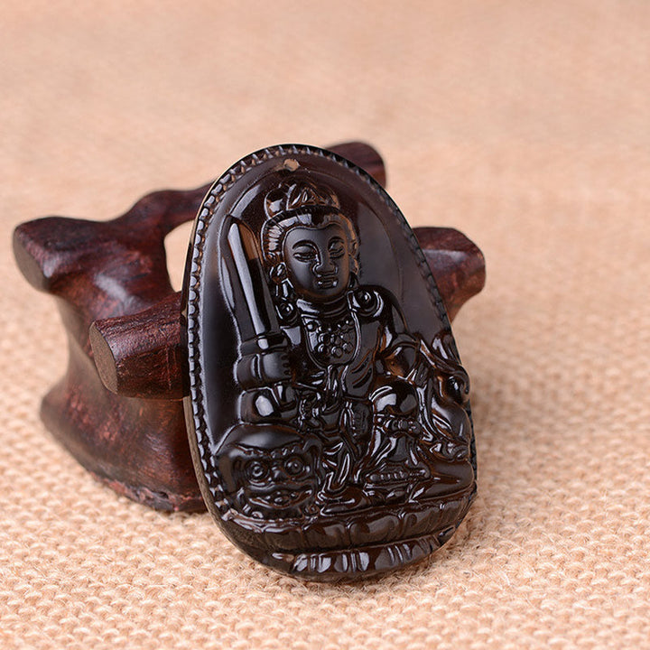 Obsidian Buddha Pendant Kette Tierkreis Glücksbringer