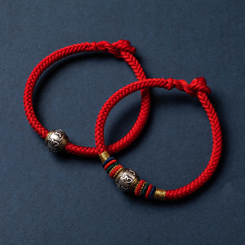 Rotes Armband 925 Silber Om Mani Padme Hum Schutz Glück Paar