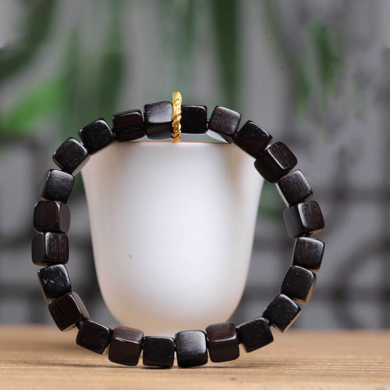 Armband Tibet Ebenholz Quadratische Perlen