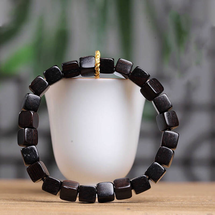 Armband Tibet Ebenholz Quadratische Perlen