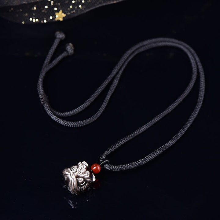 Kette schwarzer Obsidian tanzender Löwe – Schutz