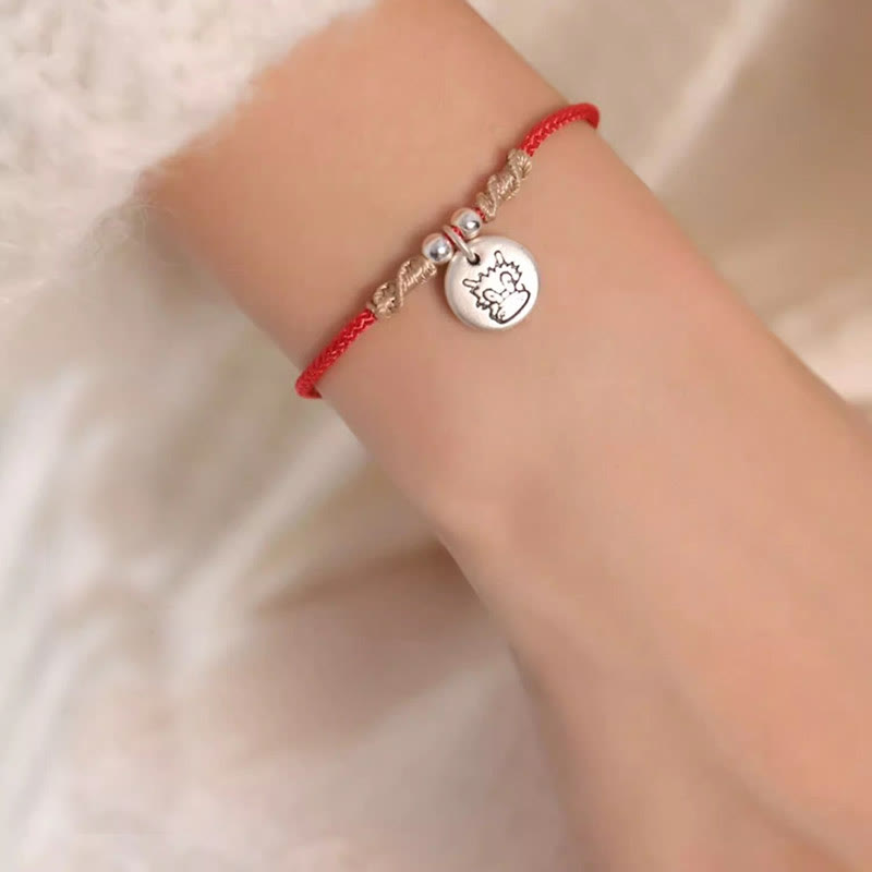 Rotes Armband 925 Silber Chinesisches Tierkreis Charm Handgelenk Glück Harmonie