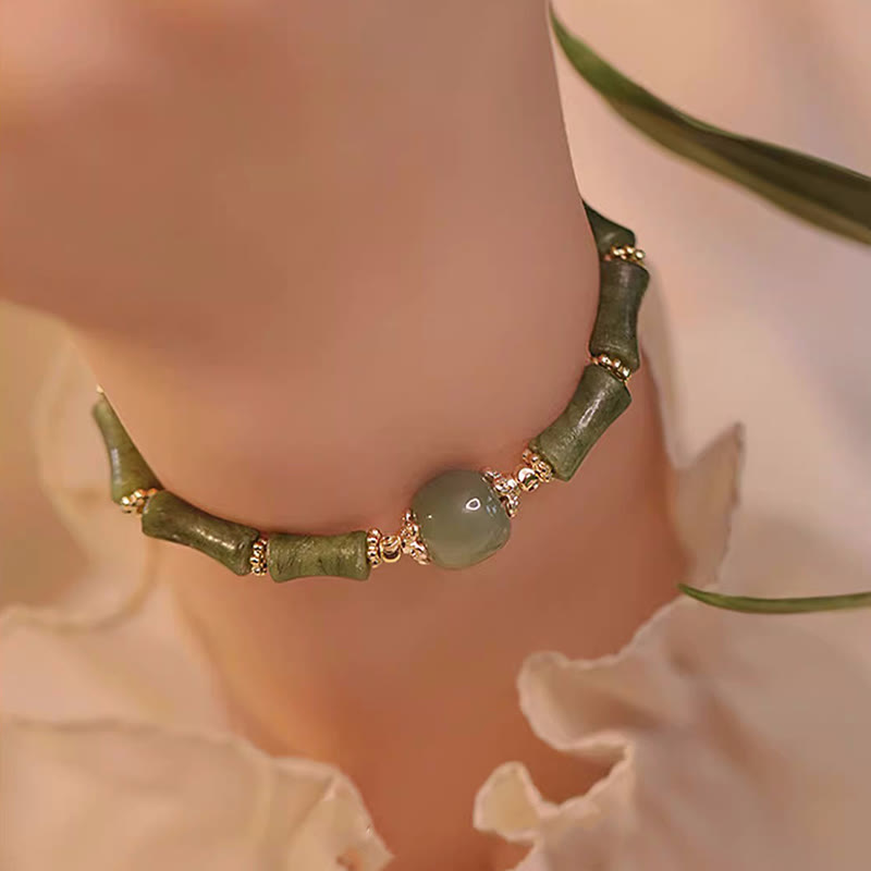 Armband Hetian Jade & Peridot - Bambus
