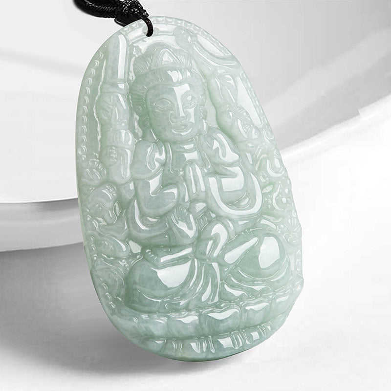 Jade Kette Tierkreis-Buddha Wohlstand Anhänger grün