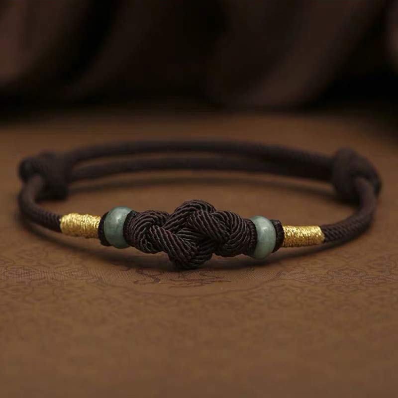 Armband Rotes Band Jade - Glück Knoten